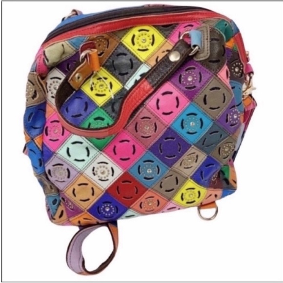 Leather Diamond quilt pattern boho bag NEW - Picture 5 of 9